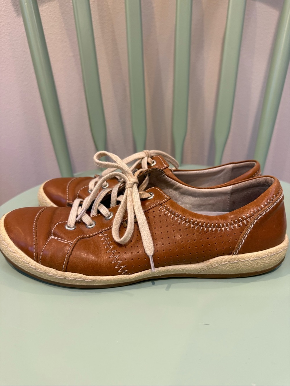 Josef Seibel Caspian Tan Brown Leather Lace-Up Sneakers Size 39 - Picture 5 of 8